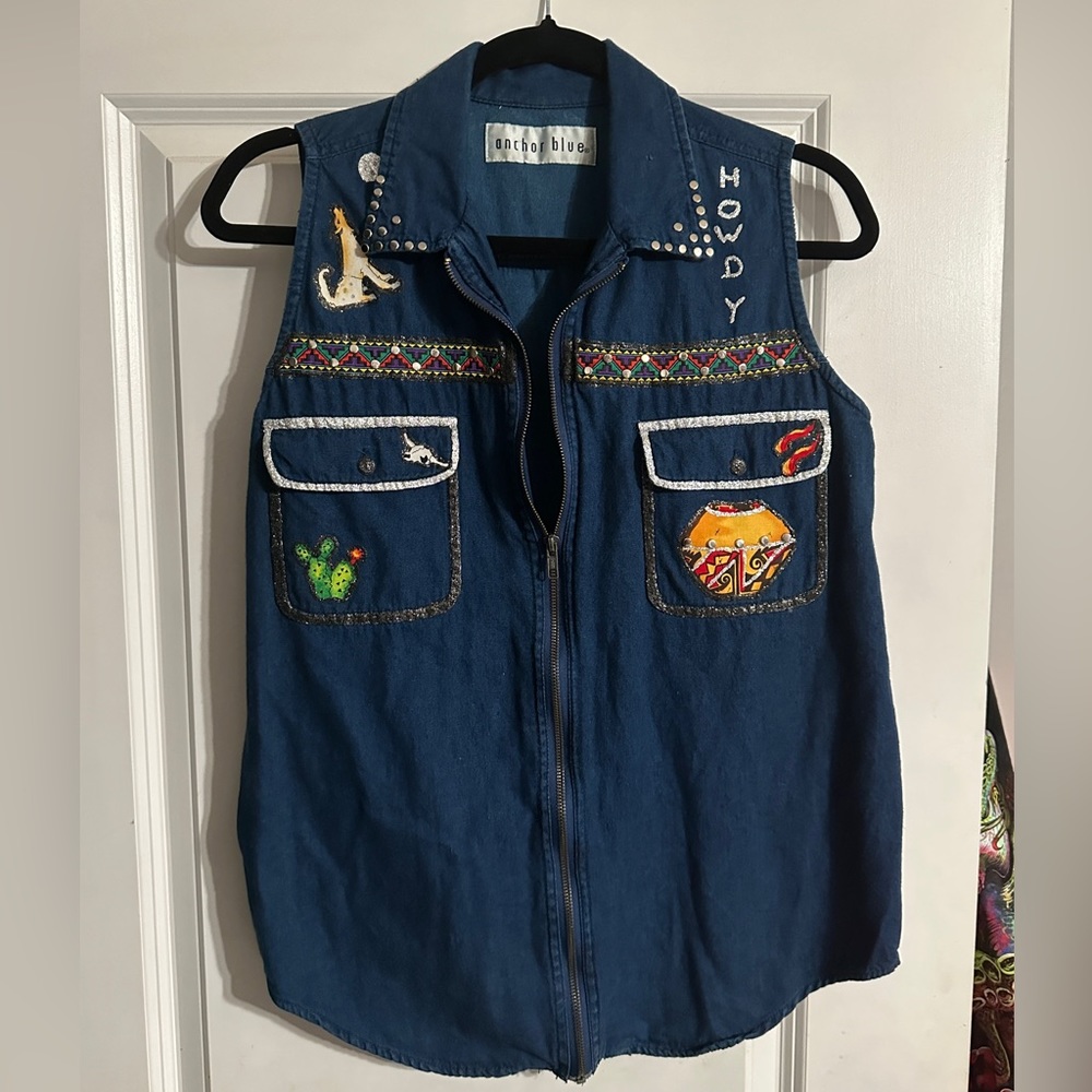 Anchor Blue - denim vest custom